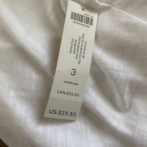 Chico's V-neck White T-shirt NWT (XL) - Picture 4 of 4